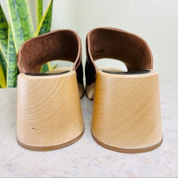 SWEDISH HASBEENS Brown Leather Croc Platform Mules Clogs Sandals Shoes 38 8 8.5 - Picture 4 of 11